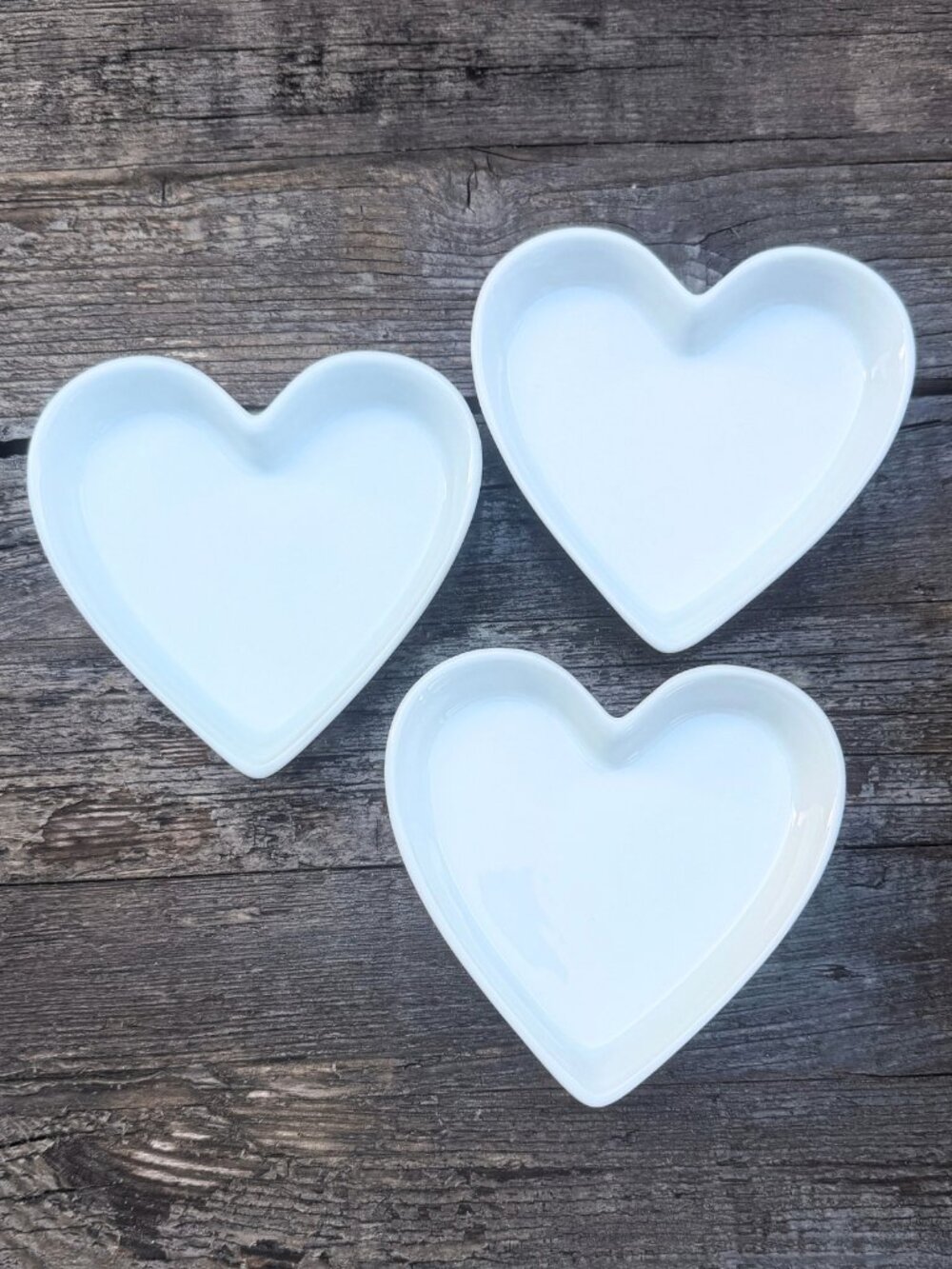 Set of 3 Cordon Bleu Classic White Heart Ramekins Baking Dessert Tarts Dish Lot